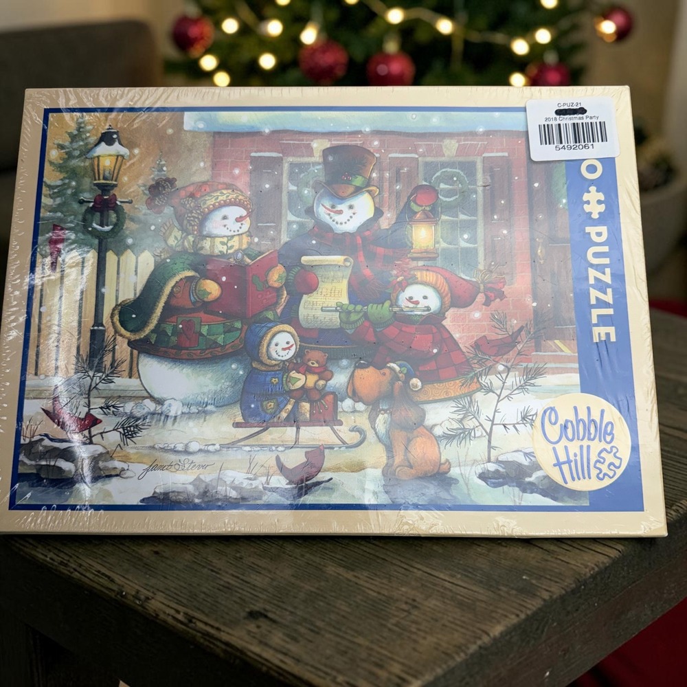 Cobble Hill Christmas Party 1000 Piece Jigsaw Puzzle Janet Stever Snowmen 2018